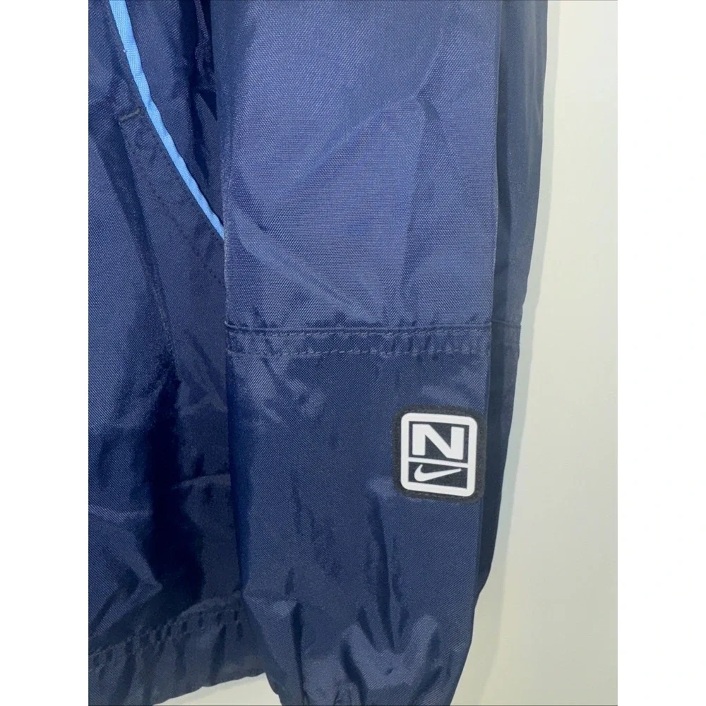 Vintage Nike XL Blue Nylon Windbreaker Anorak Jacket Center‎ Pouch Rare Swoosh